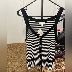 On 34th Women's Black and White Striped Top